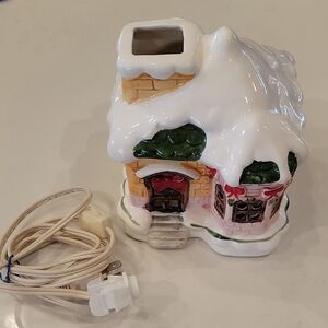 Vintage 1980s House Of Lloyd Holiday Snowy House Night Light Up Decor